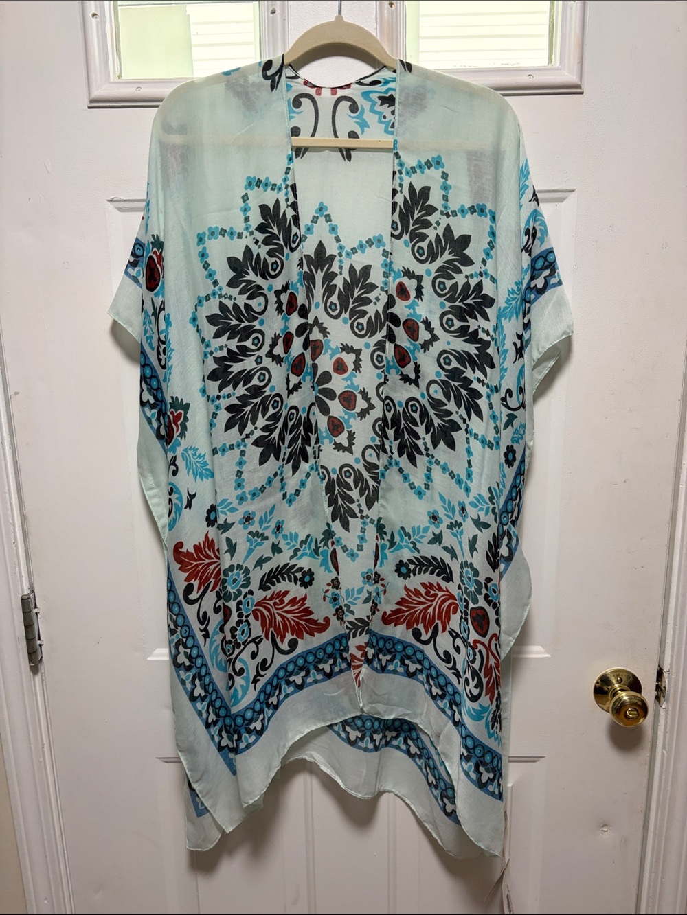 Light Blue Floral Sheer Kimono